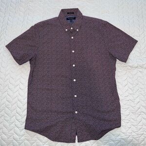 Banana Republic Maroon Floral Patterned Button Down Shirt